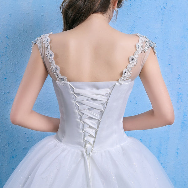 Luxury Plus Size Wedding Dress Elegant Lace Appliques V-neck Beading Wedding Gowns 2020 Crystal Lace Up White Vestido De Noiva